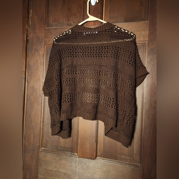 NY Collection Open Knit Short Sleeve Sweater Cardigan - Picture 2 of 5